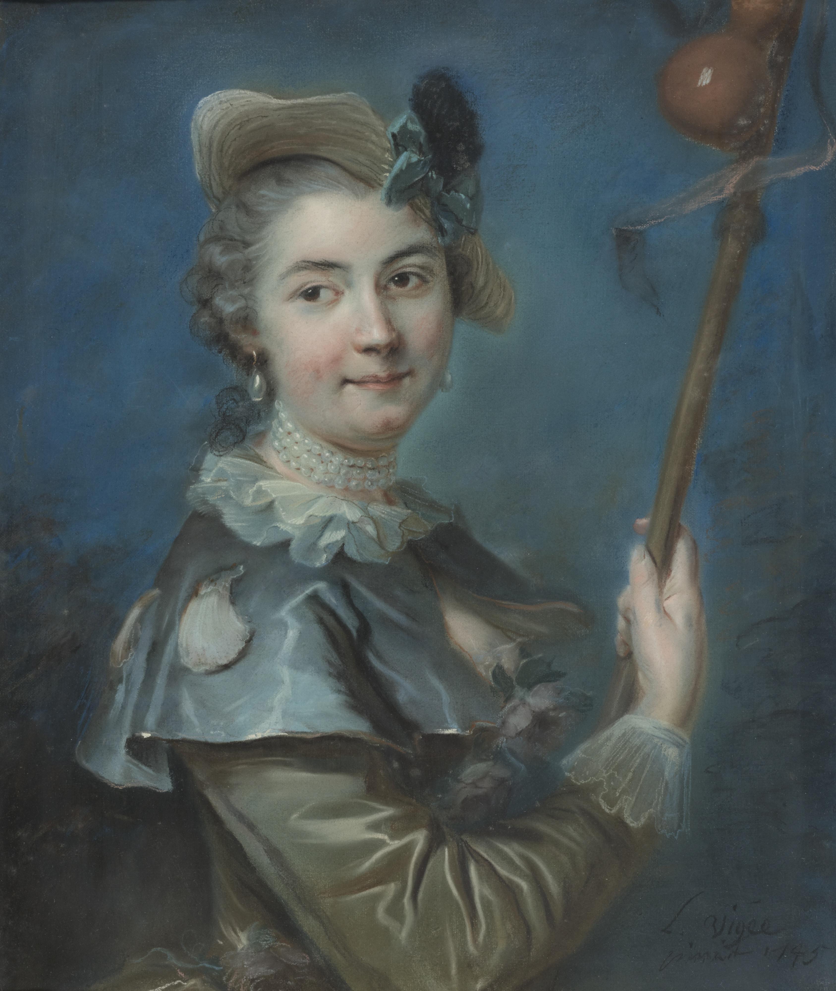 Louis Vigée - Femme Vêtue En Pélerinelouis Vigée ; A Woman Dressed As A Pilgrim ; Signed And Dated ; Pastel