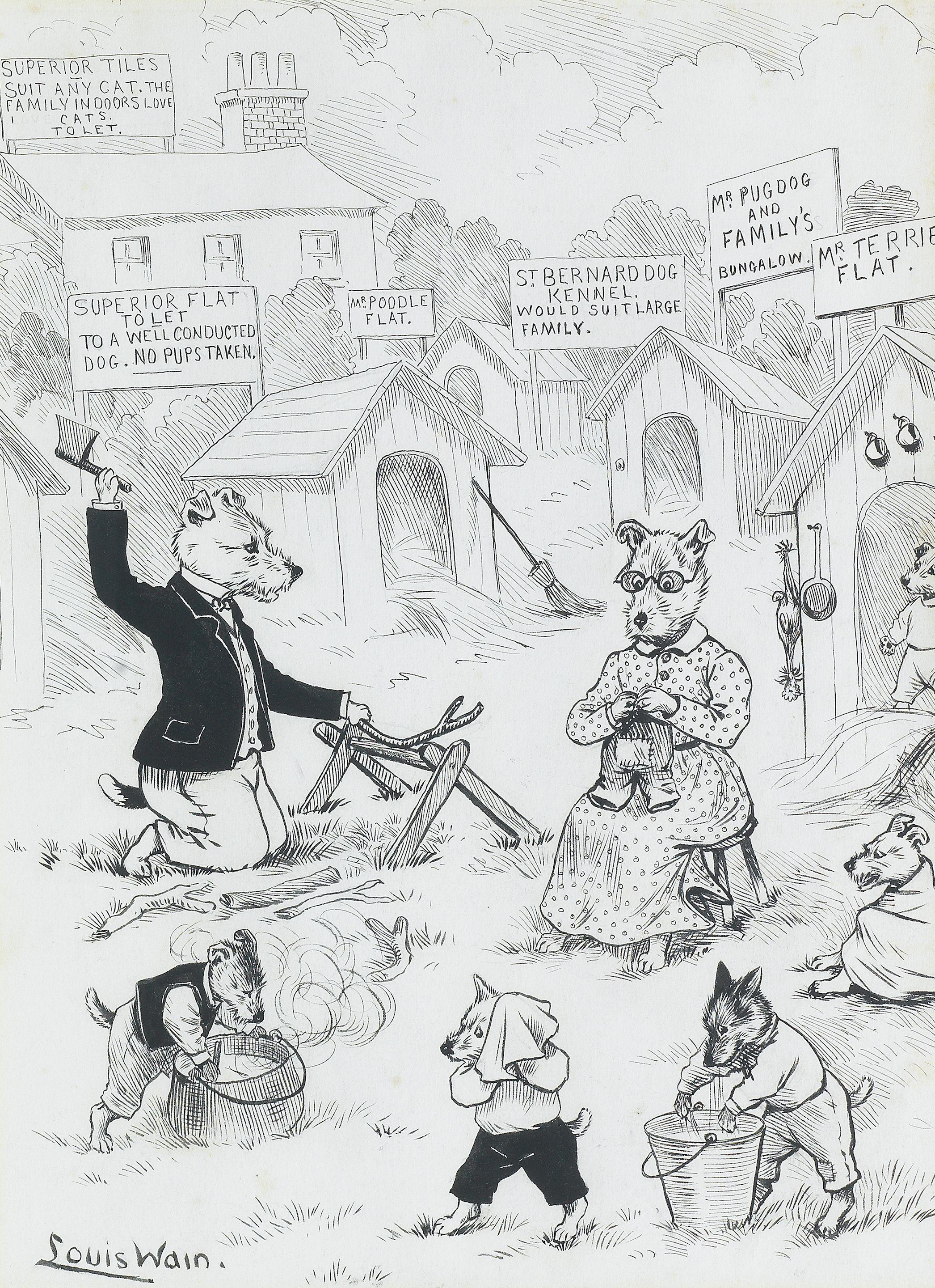 Louis Wain - The Happy Family of Dogville