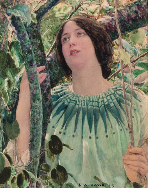 Louis Welden Hawkins - A young girl in a wood