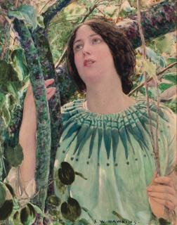 Louis Welden Hawkins - A young girl in a wood