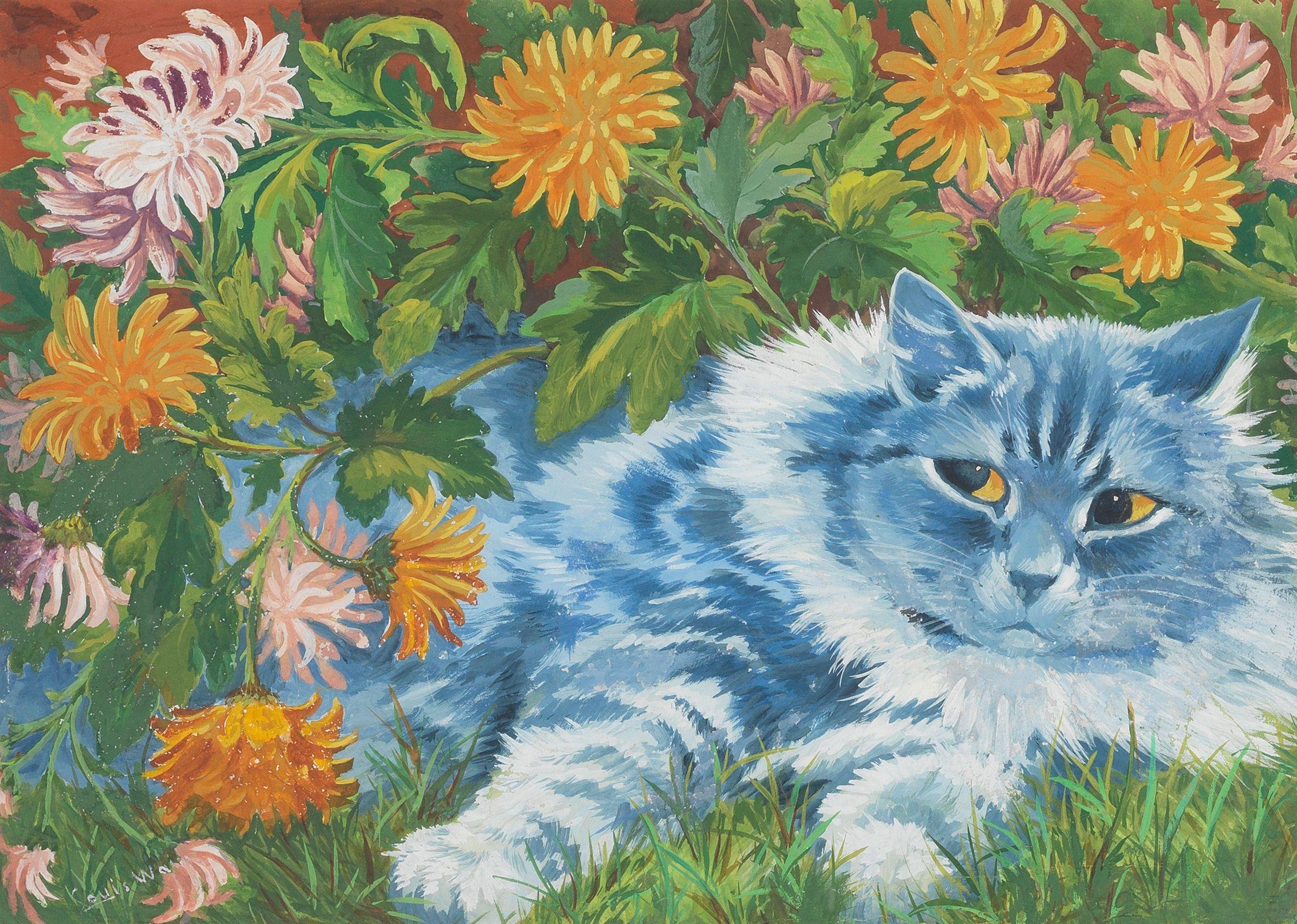 Louis William Wain - Amongst the Chrysanthemums