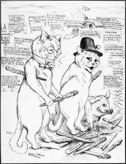 Louis William Wain - ‘Be Dad An’ We’Ll Love Yer!’ (‘T.P. O’Connor To A. Birrell: “Choose Your Stick And Be One Of Us”’)