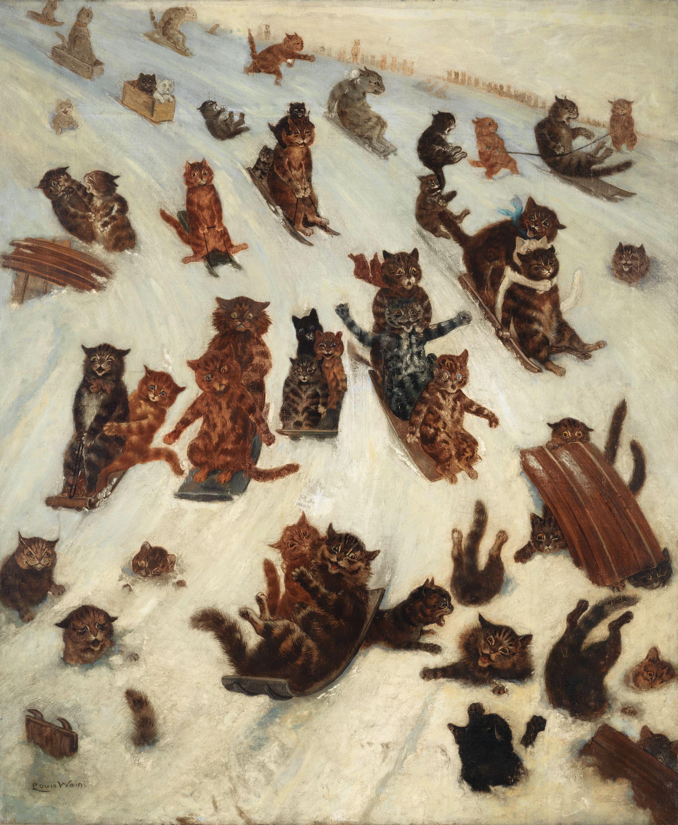 Louis William Wain - The Tabby Toboggan Club