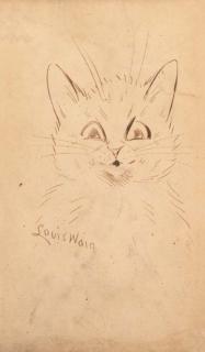Louis William Wain - The wide-eyed cat