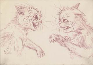 Louis William Wain - Two cats fighting