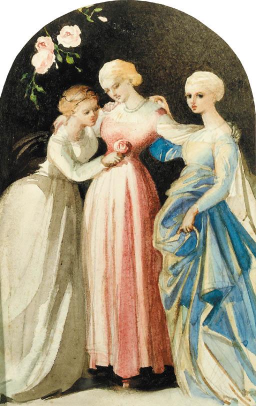 Louisa, Marchioness Of Waterford - Three Ladies In A Rose Bower