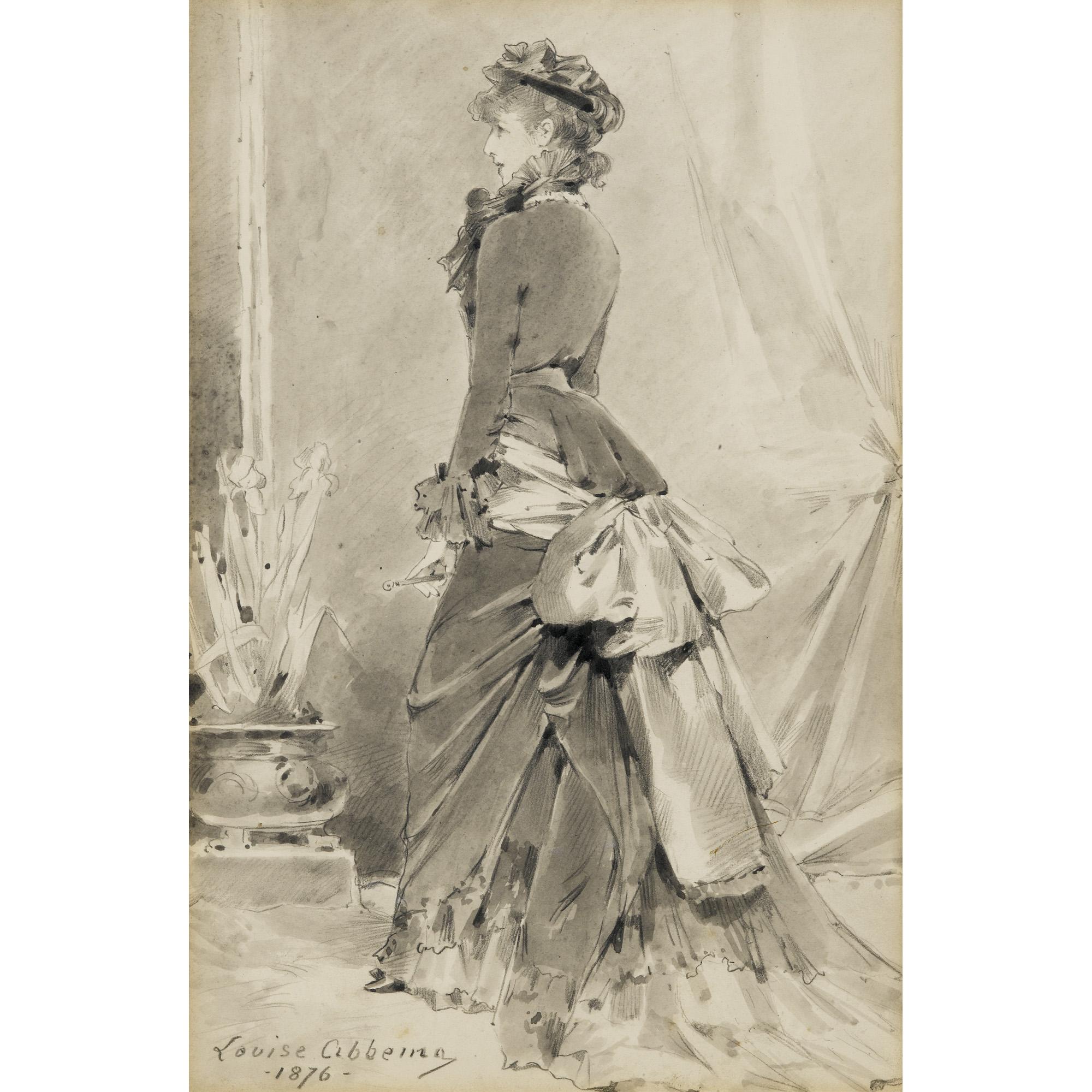 Louise Abbéma - Portrait De Sarah Bernhardt En Tenue De Villelouise Abbéma ; Portrait Of Sarah Bernhardt  ; Signed And Dated Lower Left 1876 ; Pen And Ink Wash And Pencil