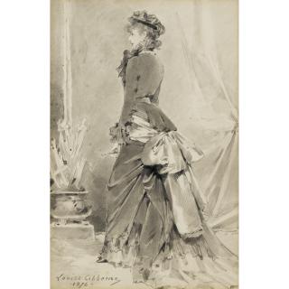 Louise Abbéma - Portrait De Sarah Bernhardt En Tenue De Villelouise Abbéma ; Portrait Of Sarah Bernhardt  ; Signed And Dated Lower Left 1876 ; Pen And Ink Wash And Pencil