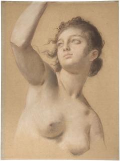 Louise-Elisabeth Vigée Le Brun - Study of a nude, half-length, her right arm raised