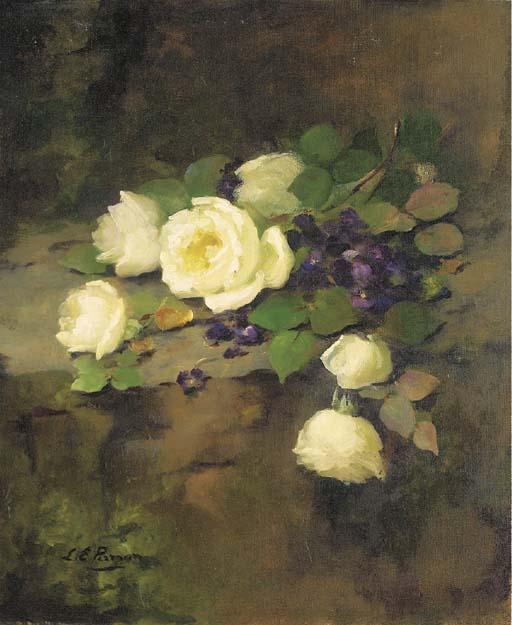 Louise Ellen Perman - White Roses and Violets