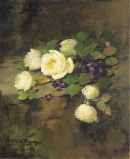 Louise Ellen Perman - White Roses and Violets