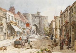 Louise Ingram Rayner - Figures Before The Land Gate, Rye, East Sussex