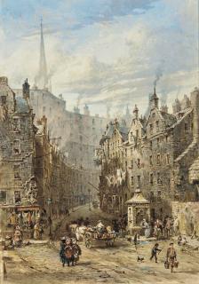 Louise J. Rayner - Foot of the West Bow, Edinburgh