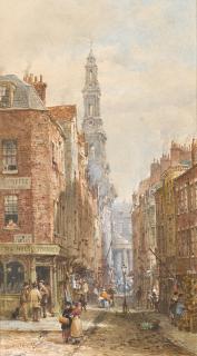 Louise J. Rayner - High Street, Salisbury; and a companion painting (a pair)