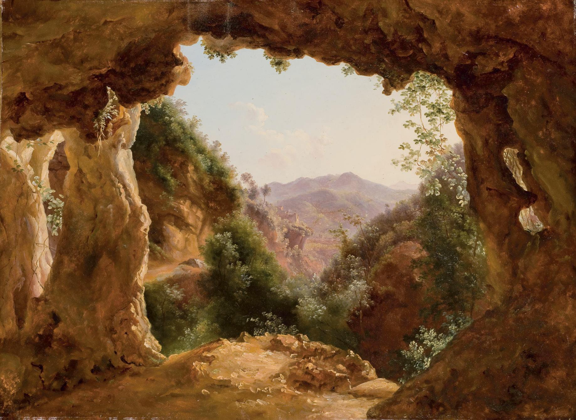 Louise-Josephine Sarazin De Belmont - Une Grotte Dans Un Paysage Rocheux