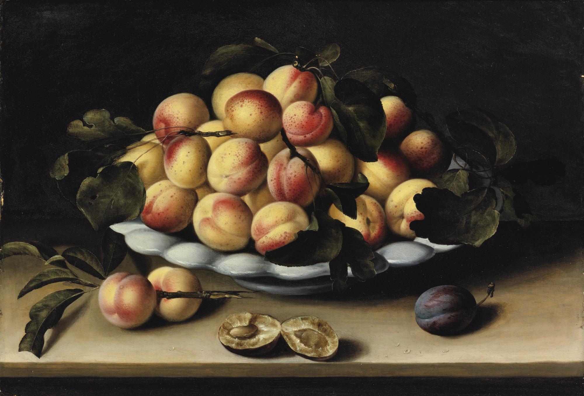 Louise Moillon - Coupe D\'Abricots, Pêches Et Prunes Sur Un Entablement