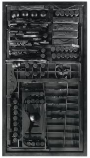 Louise Nevelson - End Of Day Xiiiwood Painted Black. Executed In 1972.