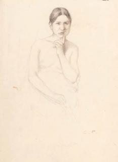 Lovis Corinth - A pensive female nude