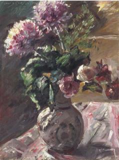 Lovis Corinth - Chrysanthemen und Rosen im Krug