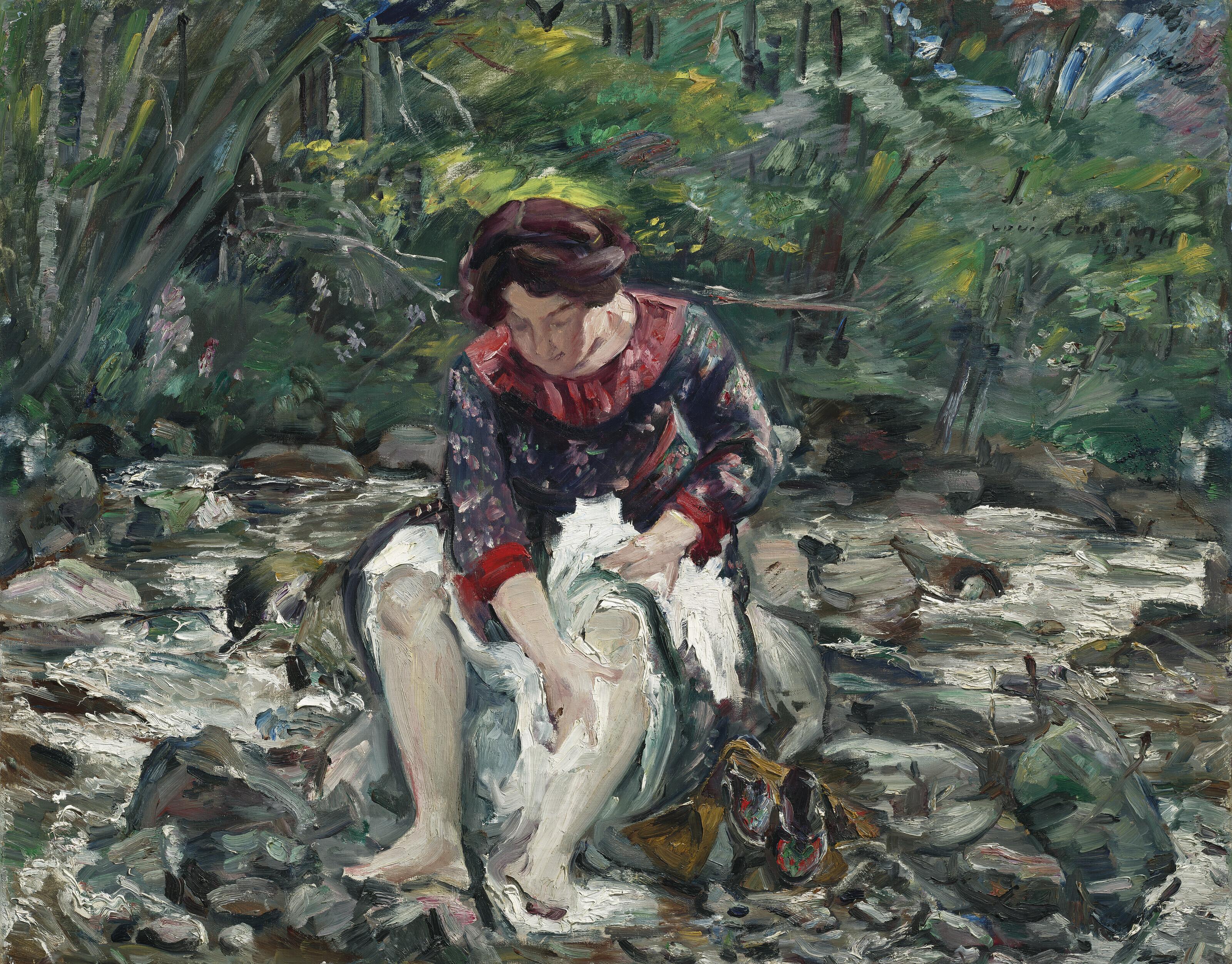 Lovis Corinth - Mädchen im Waldbach