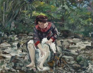 Lovis Corinth - Mädchen im Waldbach