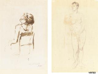 Lovis Corinth - Studie einer jungen Frau (recto); Stehender akt (verso)