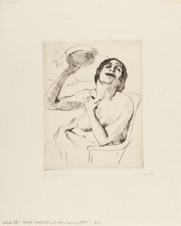 Lovis Corinth - Weiblicher Halbakt mit Tamburin