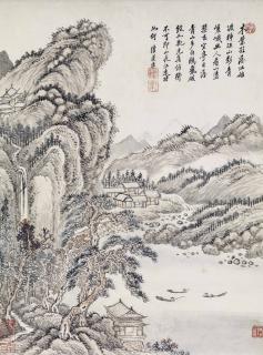 Lu Daohuai - PECHEURS ET MONTAGNE, ENCRE ET COULEUR SUR PAPIER