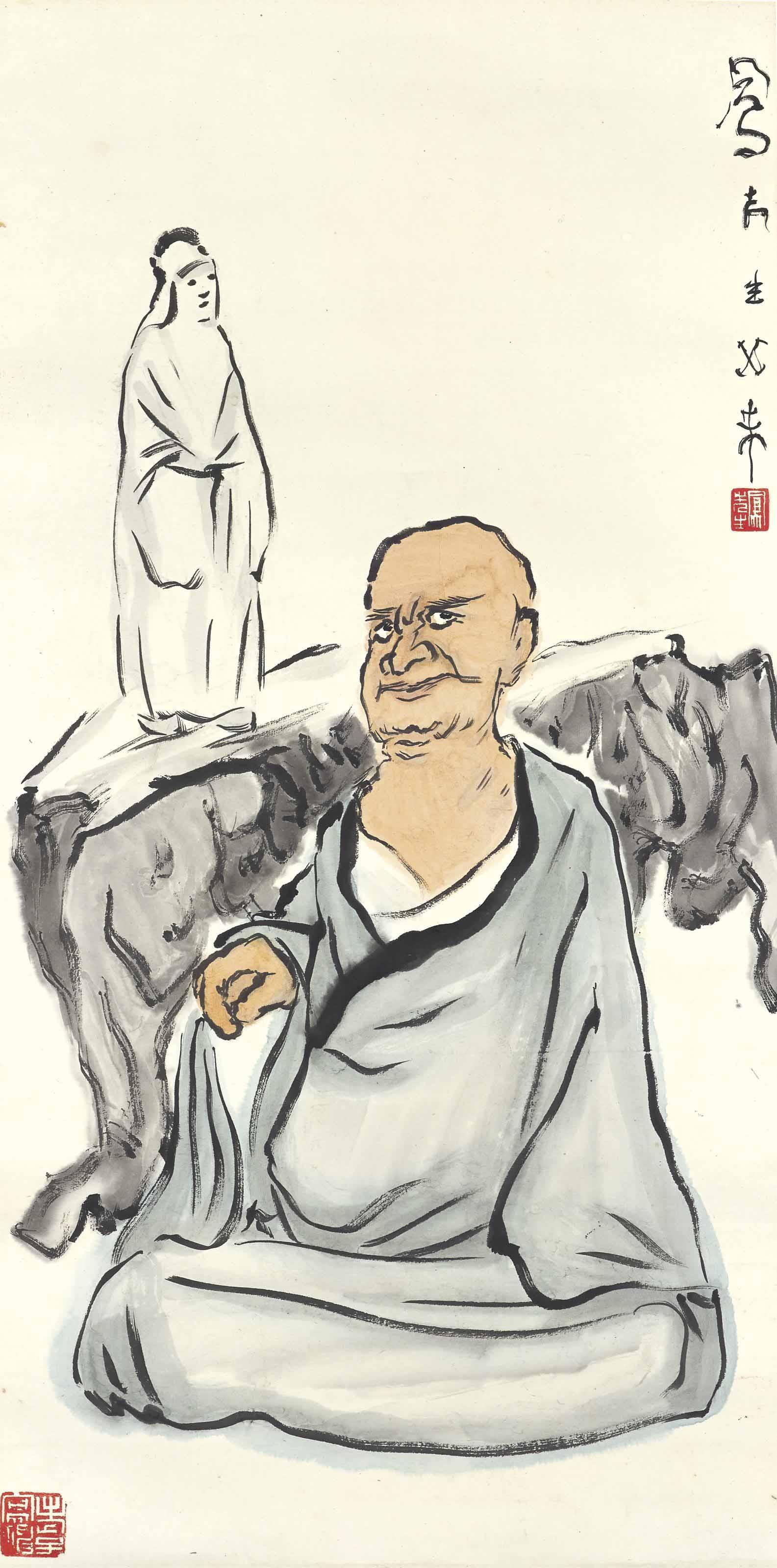 Lu Fengzi - Monk With Statue