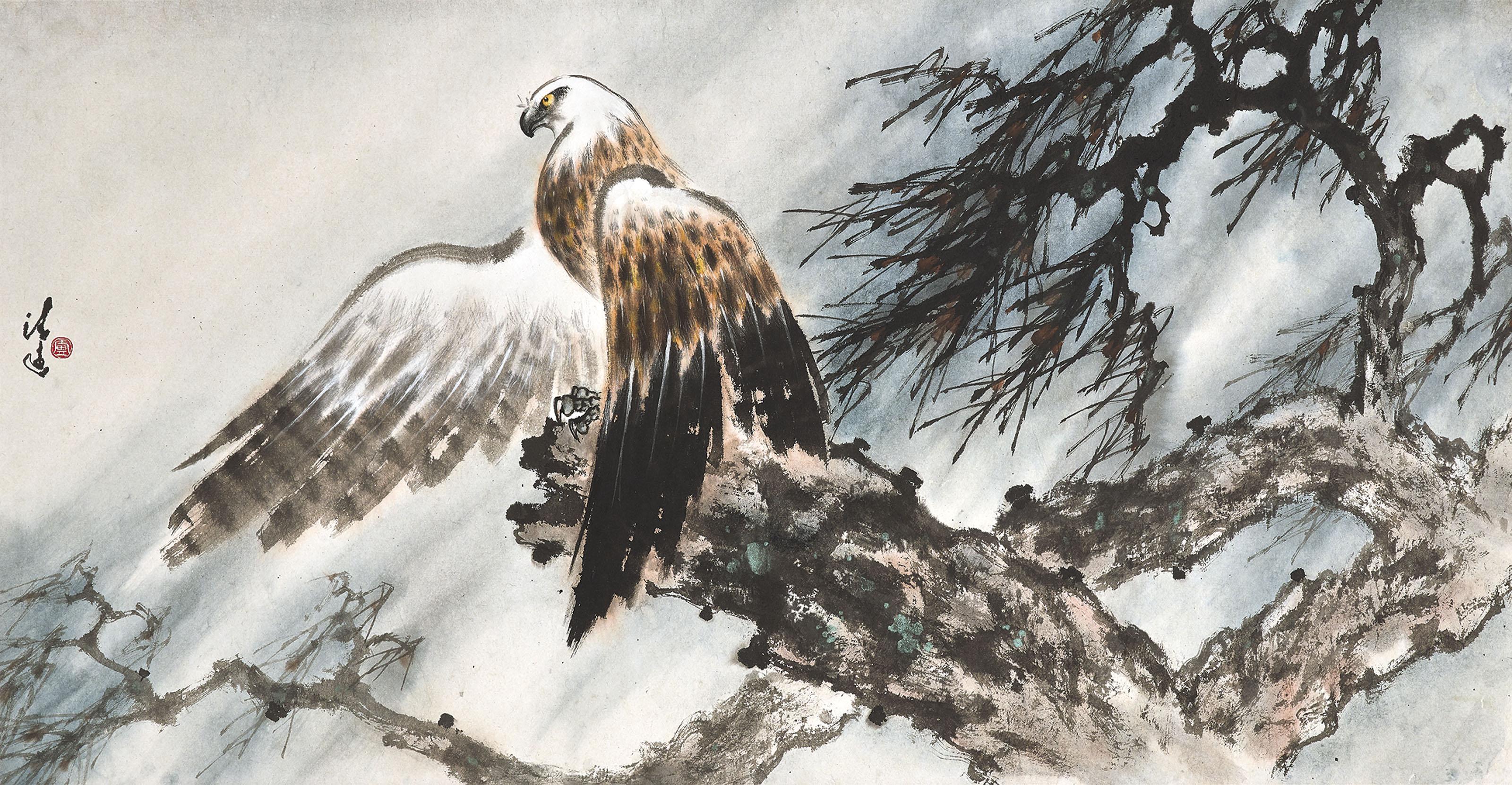Lu Qingyuan - Eagle and Pine