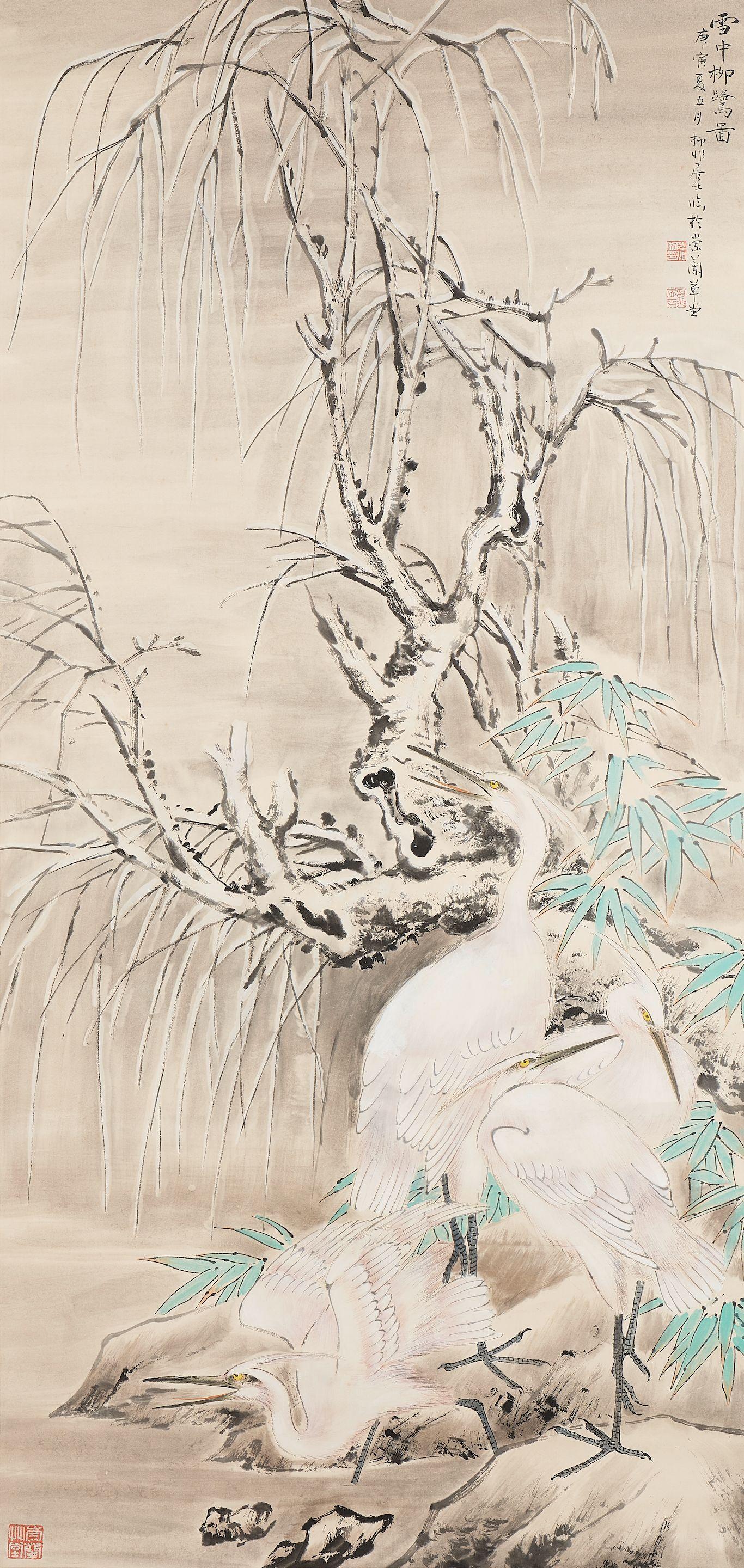 Lu Yifei - Willows and Herons in Snow