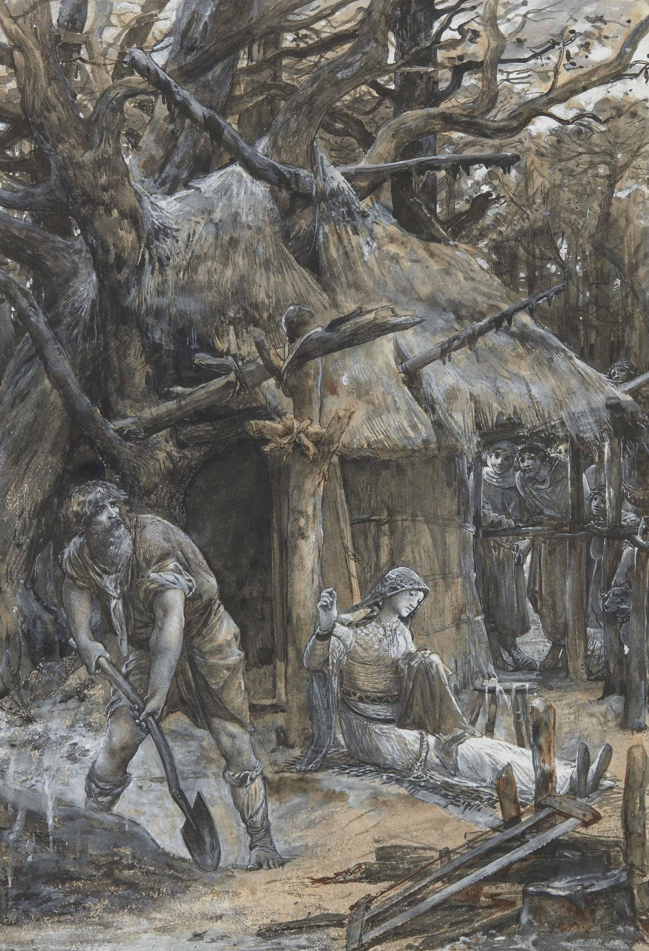 Luc-Olivier Merson - Girard de Roussillon et sa femme Berthe