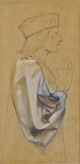 Luc-Olivier Merson - Homme De Profil Avec Un Détail De Sa Manche Drapée; Et Une Scène De Macbeth