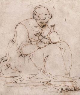 Luca Cambiaso - A mother holding a child in her lap