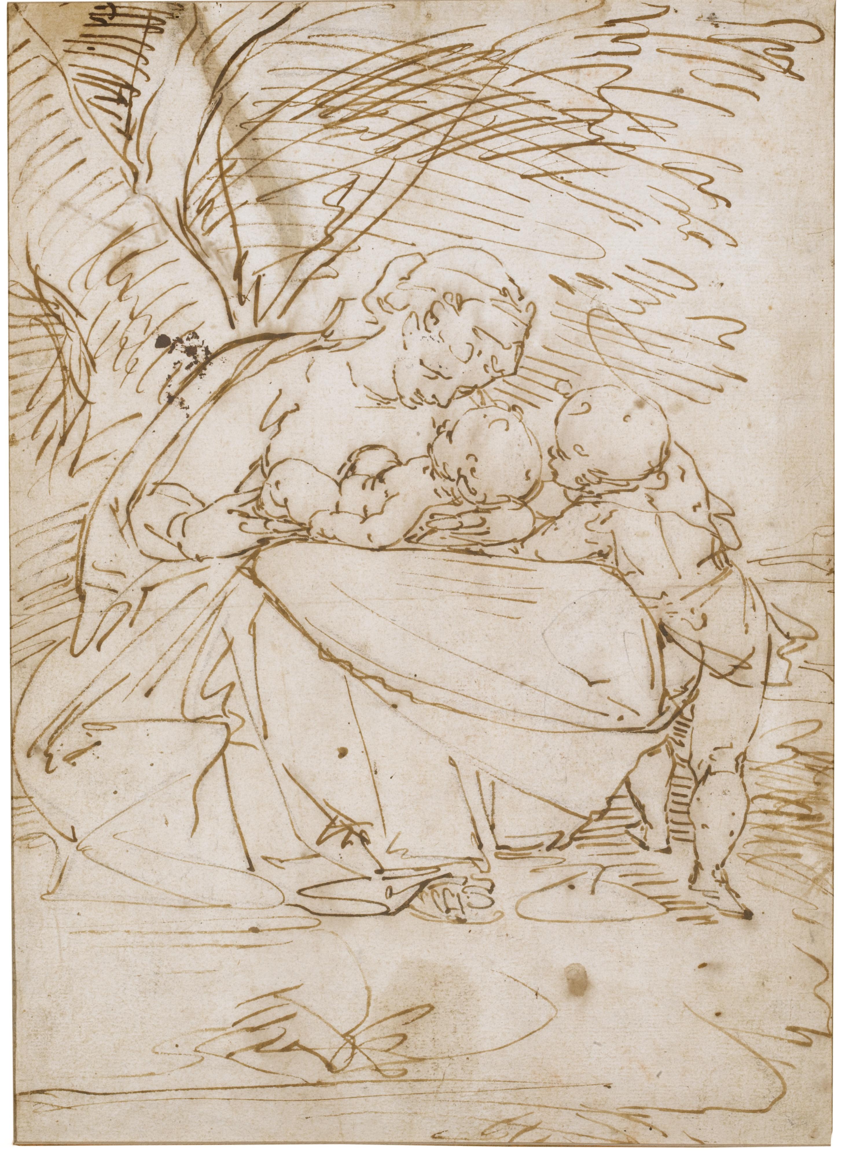 Luca Cambiaso - The Madonna And Child With The Infant St. John