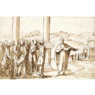 Luca Cambiaso - Tiresias Inviting The People Of Thebes To Make Offerings To Latona