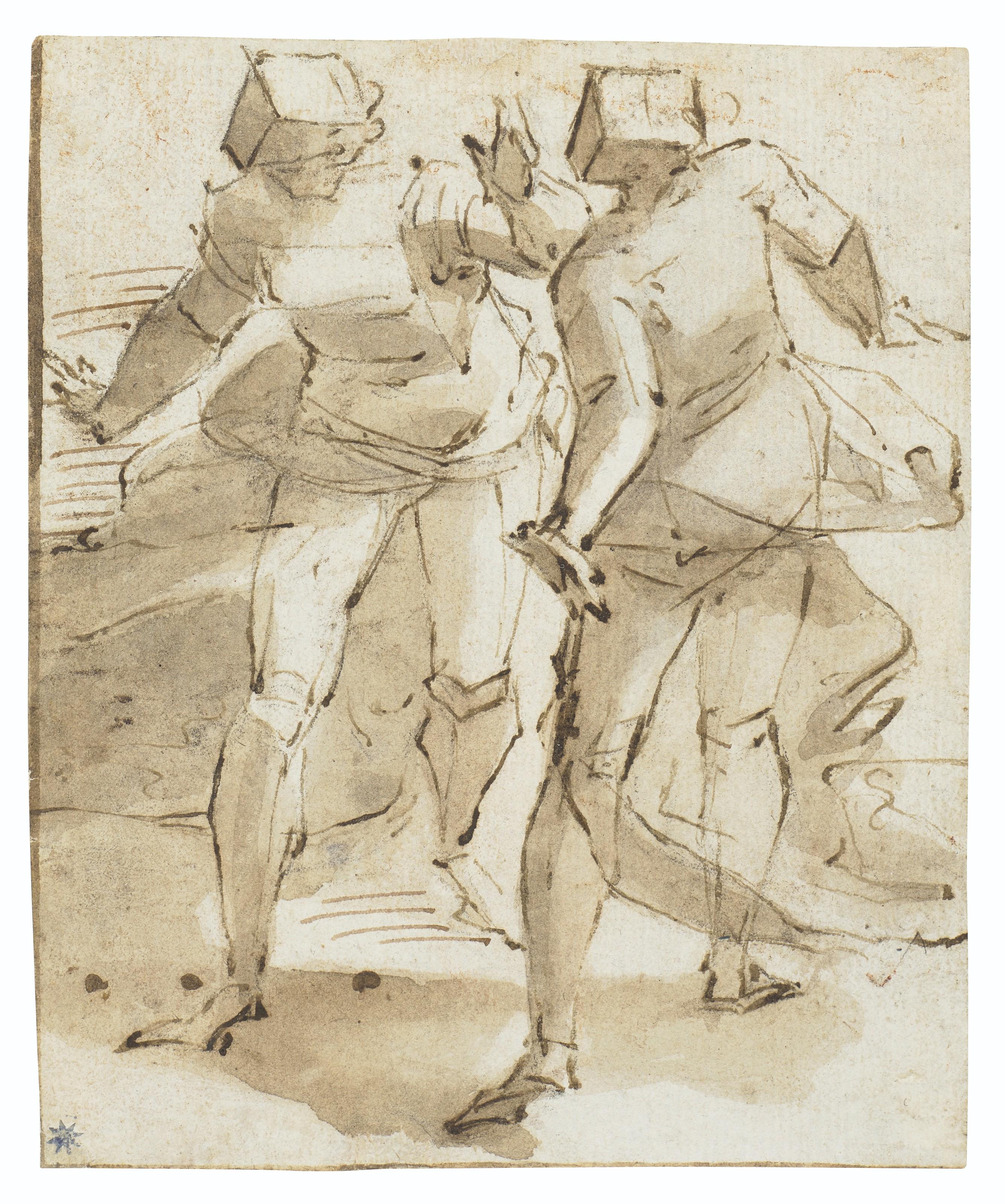Luca Cambiaso - Two animated figures gesticulating