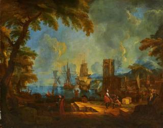 Luca Carlevarijs - Idealer südlicher Hafen.