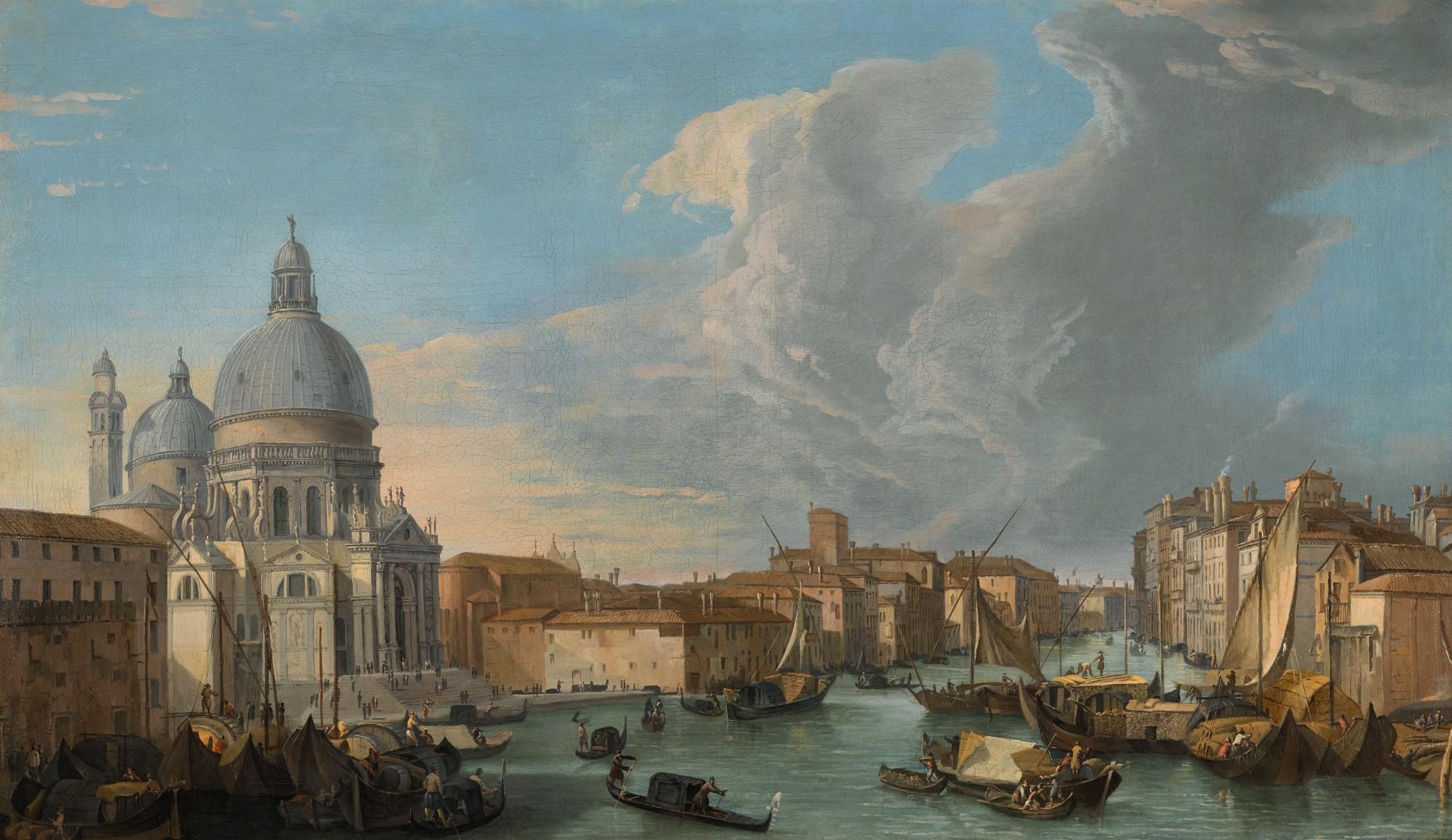 Luca Carlevarijs - Venice, A View Of The Grand Canal With The Church