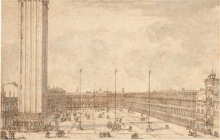 Luca Carlevarijs - View of St Mark\'s square from St Mark\'s church, with the church of St. Giminiano