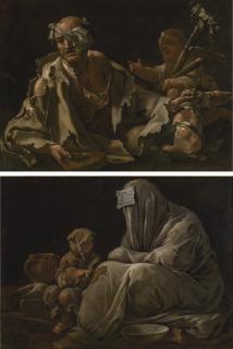 Luca Giordano - A Wounded Beggar; A Beggar Wrapped In Blankets