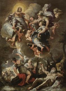 Luca Giordano - Allegory Of The Peace Between Fiesole And Florence, A Bozzetto
