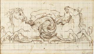 Luca Giordano - Étude De Deux Hippocampes