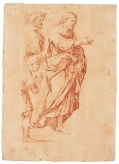 Luca Giordano - Recto: A Study Of Christ And Other Figures For The Raising Of Lazarus Verso: A Small Head Study Of A Man