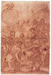 Luca Giordano - Recto: The Birth Of The Virgin Verso:  Various Figure Studies 
