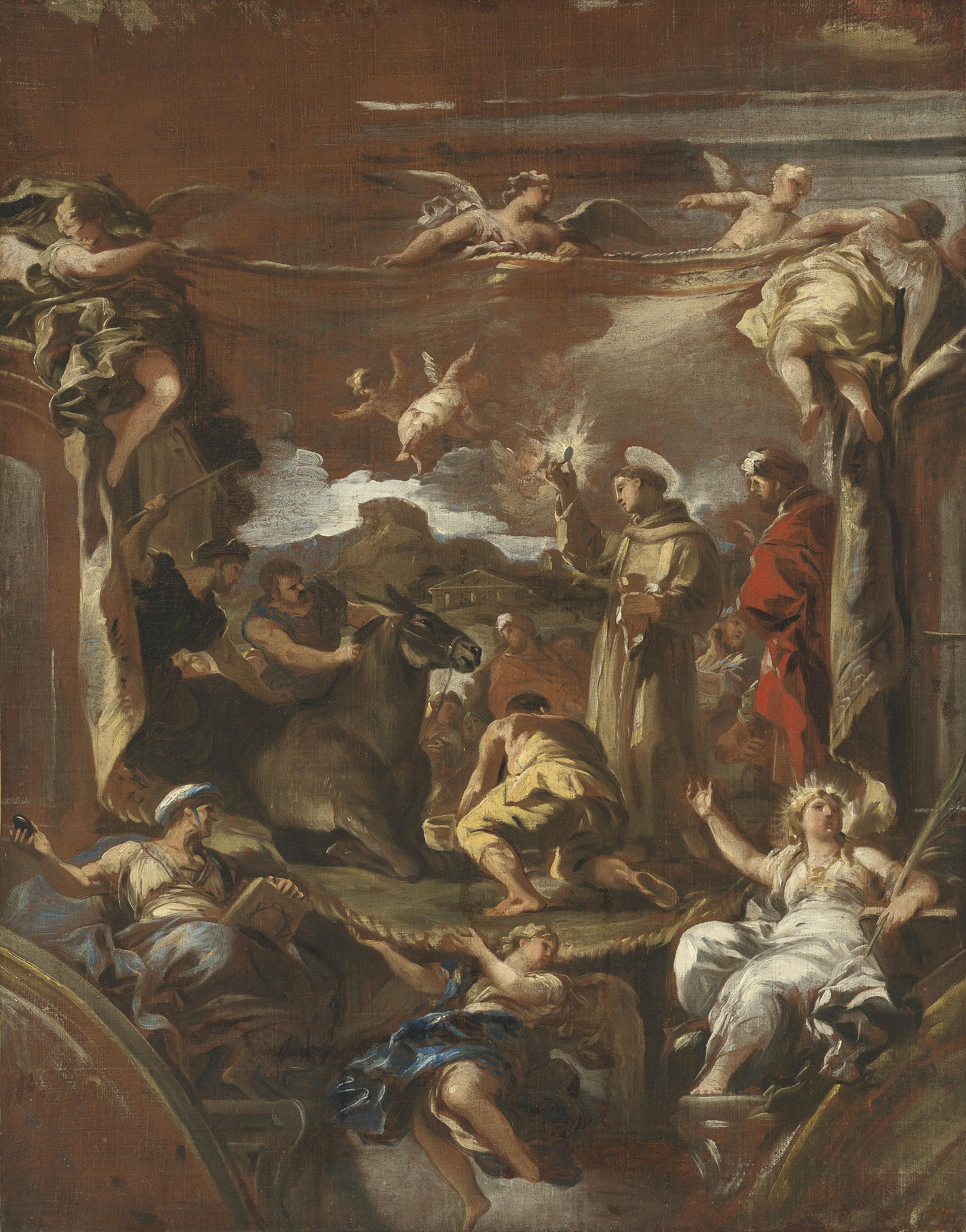 Luca Giordano - Saint Anthony of Padua and the unbeliever\'s mule adoring the sacrament