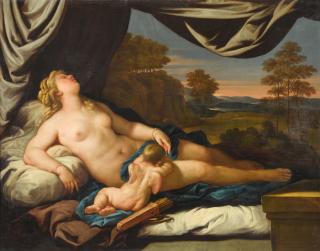 Luca Giordano - Venus and Cupid, a landscape beyond