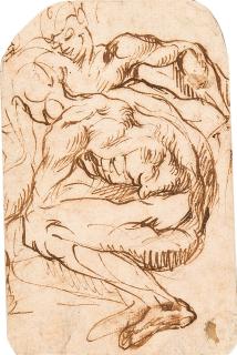 Luca Giordano - Zwei verschlungene Männerakte.