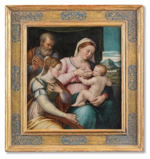 Luca Longhi - The Holy Family With Saint Catherine Of Alexandria