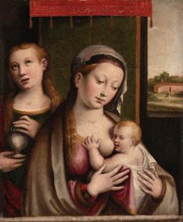 Luca Longhi - The Madonna and Child, with Saint Mary Magdalene